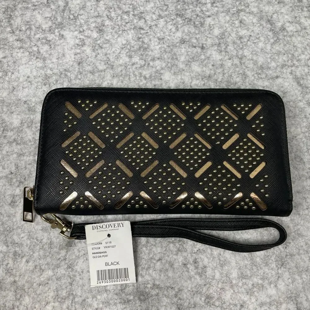 New Discovery Black Geometric Pattern Wristlet Wallet Women's Fashion‎ Style